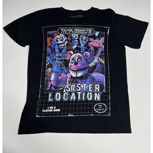 Five Nights At Freddy's Black Blue Short Sleeve Tee Shirt T-Shirt Small